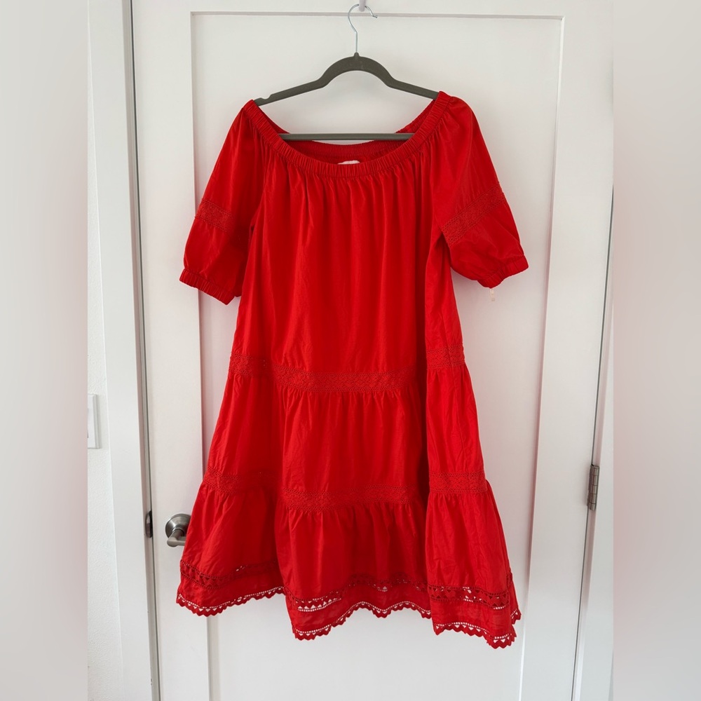 Kate Spade red midi dress baby doll style size M